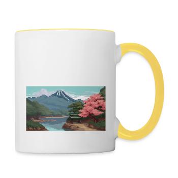 Miho No, Matsubara, Japan - Pixel Art - Contrasting Mug - white/yellow - Right