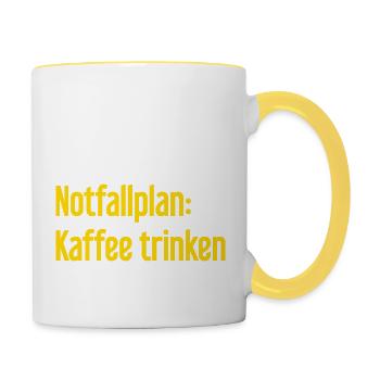 Kaffee-Notfallplan - Tasse zweifarbig - Weiß/Gelb - Rechts