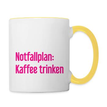 Kaffee-Notfallplan - Tasse zweifarbig - Weiß/Gelb - Rechts