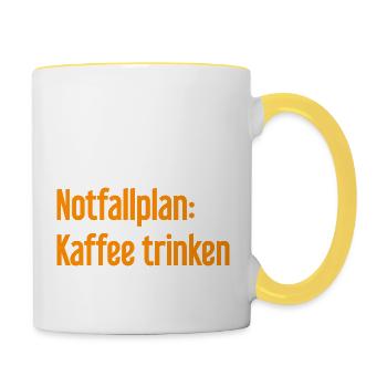 Kaffee-Notfallplan - Tasse zweifarbig - Weiß/Gelb - Rechts