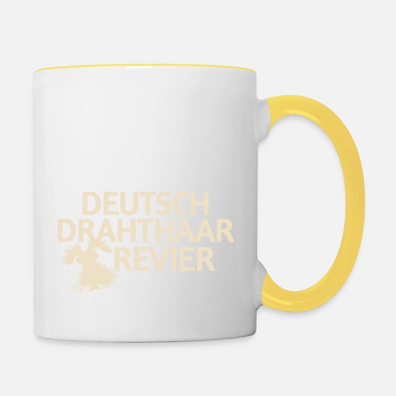 Deutsch Drahthaar - Tasse zweifarbig - Weiß/Gelb