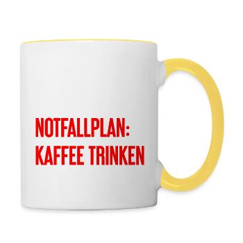 Kaffee-Notfallplan - Tasse zweifarbig - Weiß/Gelb - Rechts