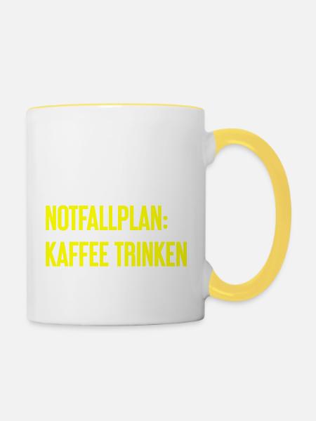 Kaffee-Notfallplan - Tasse zweifarbig - Weiß/Gelb