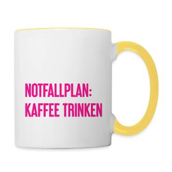 Kaffee-Notfallplan - Tasse zweifarbig - Weiß/Gelb - Rechts