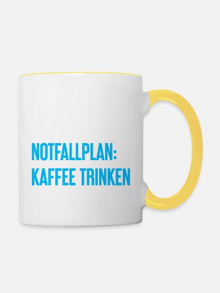 Kaffee-Notfallplan - Tasse zweifarbig - Weiß/Gelb