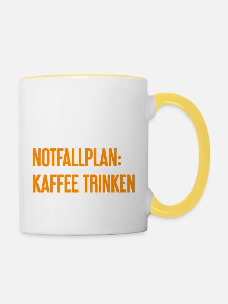 Kaffee-Notfallplan - Tasse zweifarbig - Weiß/Gelb