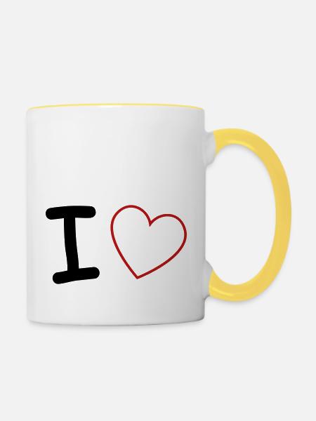 i love - Tasse zweifarbig - Weiß/Gelb