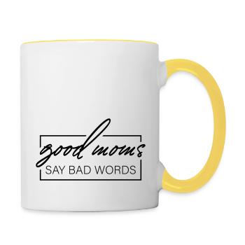 Les bonnes mamans disent de gros mots - Mug contrasté - blanc/jaune - Droite