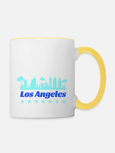 los angeles - Tasse zweifarbig - Weiß/Gelb