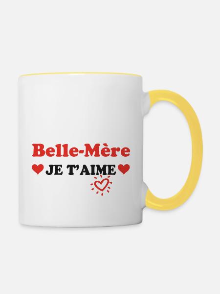 Stiefmutter, ich liebe dich - Tasse zweifarbig - Weiß/Gelb