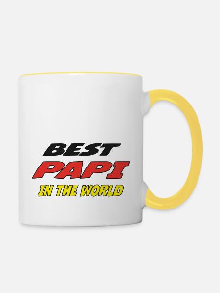 Bestes PAPI der Welt 221 - Tasse zweifarbig - Weiß/Gelb