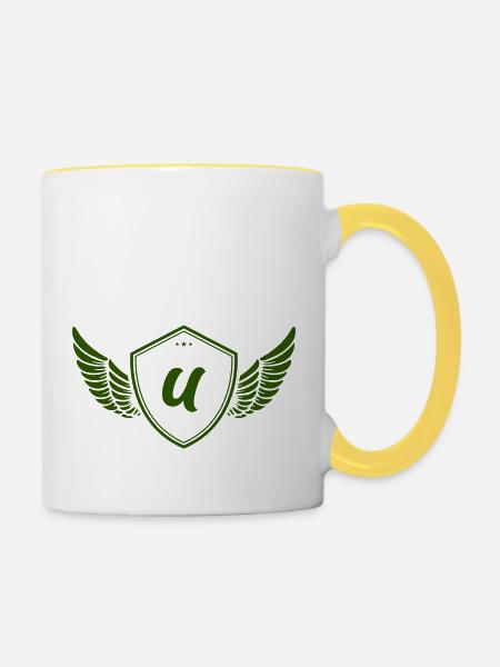 wappen u - Tasse zweifarbig - Weiß/Gelb
