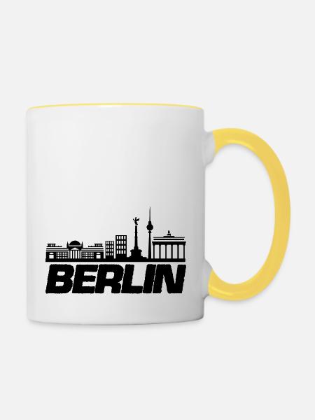 berlin skyline 1 - Tasse zweifarbig - Weiß/Gelb