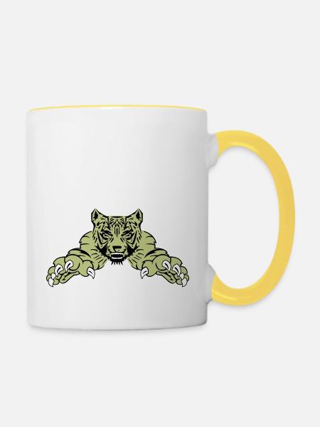 tiger attack - Tasse zweifarbig - Weiß/Gelb