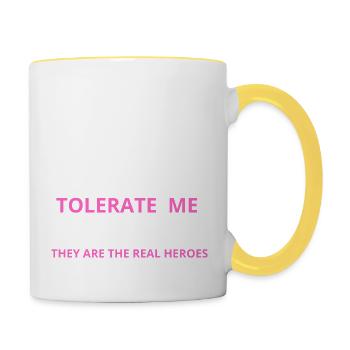 DES PERSONNES QUI ME TOLÈRENT AU QUOTIDIEN - Mug contrasté - blanc/jaune - Droite