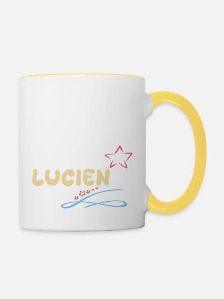 Geschenk Lucien - Tasse zweifarbig - Weiß/Gelb
