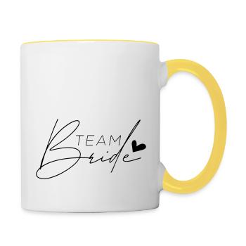 Team Braut, Jungesellinnenabschied, JGA - Tasse zweifarbig - Weiß/Gelb - Rechts