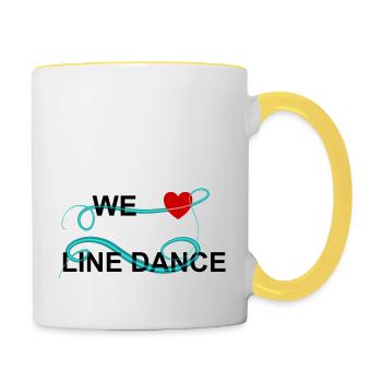We love linedance - Tasse zweifarbig - Weiß/Gelb - Rechts