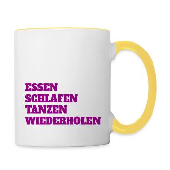 Eat, sleep, dance, repeat - Contrasting Mug - white/yellow - Right