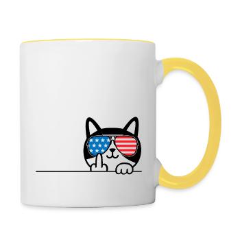I'm Not 60, I Am 59 Plus 1 Middle Finger Cat Flip - Contrasting Mug - white/yellow - Right