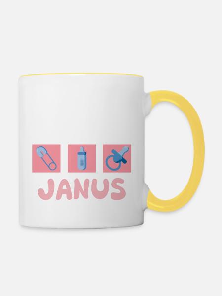 Schnuller Janus - Tasse zweifarbig - Weiß/Gelb