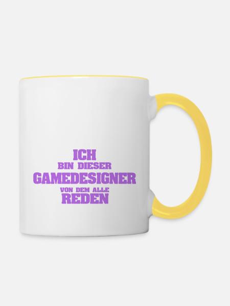 Beruf Gamedesigner - Tasse zweifarbig - Weiß/Gelb