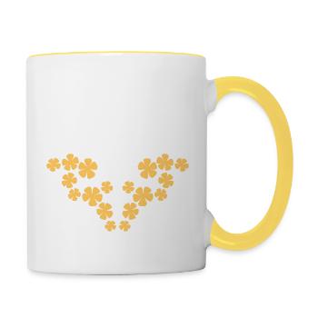 Beaucoup de jolies fleurs motif décoratif coloré belle - Mug contrasté - blanc/jaune - Droite