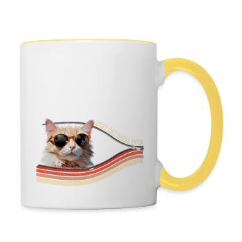 Best Cat Mom Ever - Funny Kitten with Sunglasses - Contrasting Mug - white/yellow - Right