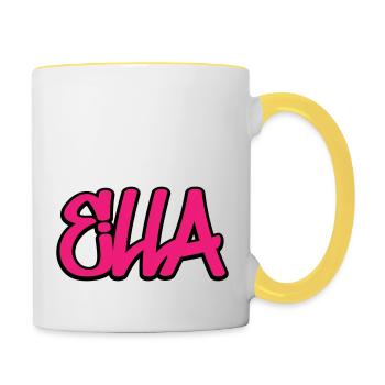 Ella Name Graffiti Hip Hop - Tasse zweifarbig - Weiß/Gelb - Rechts