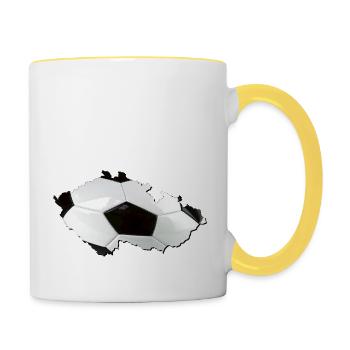 Czech Republic Map Frames Real Football - Contrasting Mug - white/yellow - Right