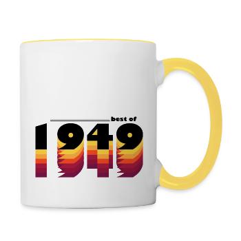 Vintage Retro Best of 1949, zur Feier des 76-jährigen Bestehens - Tasse zweifarbig - Weiß/Gelb - Rechts