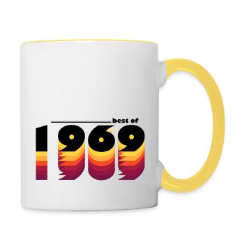 Vintage Retro Best of 1969, 56 Jahre - Tasse zweifarbig - Weiß/Gelb - Rechts