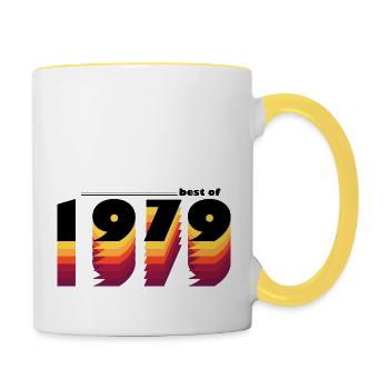 Vintage Retro Best of 1979, zur Feier des 46-jährigen Bestehens - Tasse zweifarbig - Weiß/Gelb - Rechts