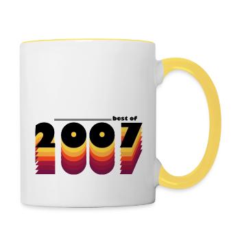 Le meilleur de l’année 2007 - Fêtez vos 18 ans avec le millésime - Mug contrasté - blanc/jaune - Droite