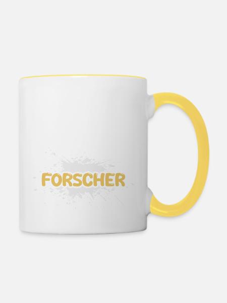 Job Forscher - Tasse zweifarbig - Weiß/Gelb