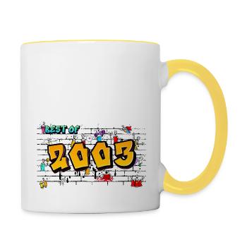 Graffiti Rebel 2003 – 22 ans d’ambiance audacieuse - Mug contrasté - blanc/jaune - Droite