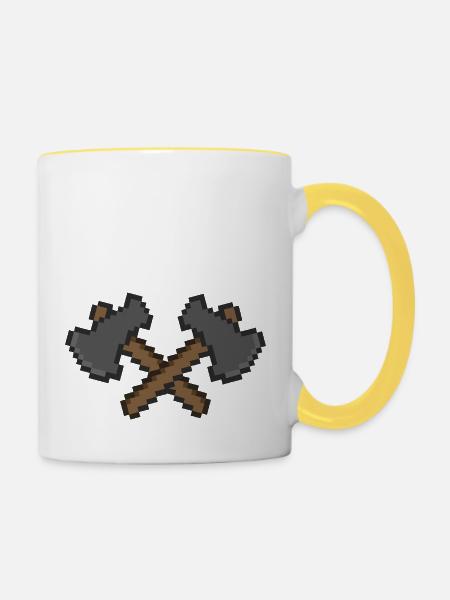 axt pixel 2 - Tasse zweifarbig - Weiß/Gelb