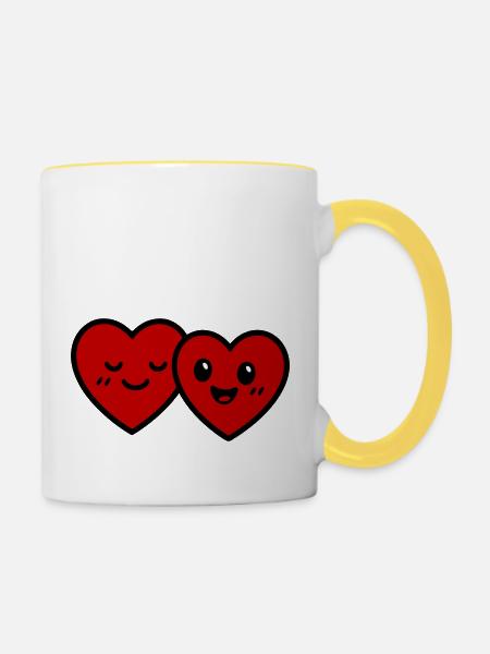 Herzen Paar Liebe - Tasse zweifarbig - Weiß/Gelb