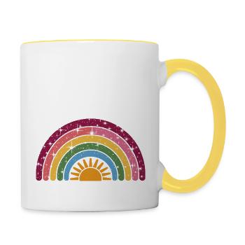 Rainbow Sun: Colorful Morning - Contrasting Mug - white/yellow - Right