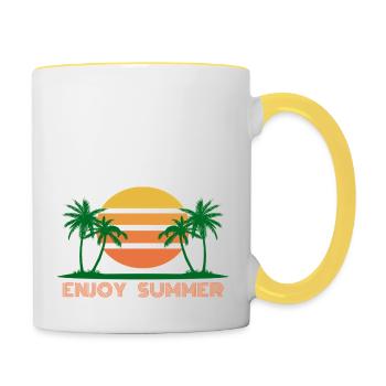 Enjoy Summer - Tasse zweifarbig - Weiß/Gelb - Rechts