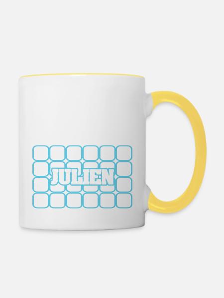 Maennername Julien - Tasse zweifarbig - Weiß/Gelb
