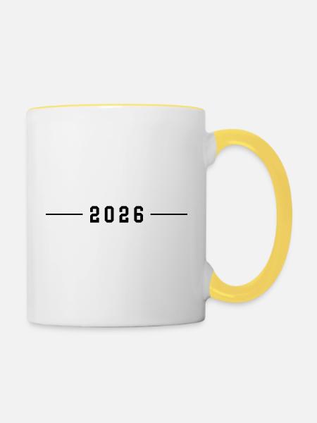 2026 Strich - Tasse zweifarbig - Weiß/Gelb