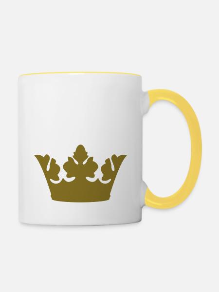 Crown - Tasse zweifarbig - Weiß/Gelb