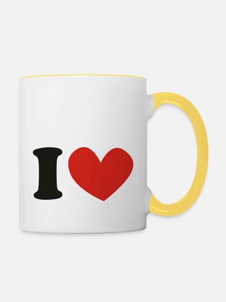 liebe - Tasse zweifarbig - Weiß/Gelb