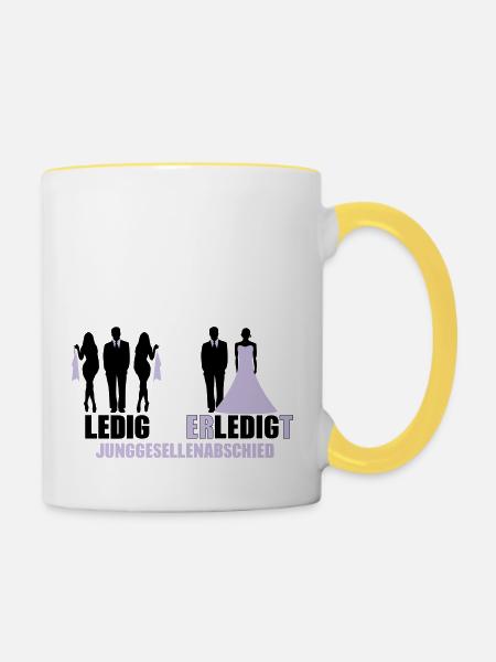 Ledig Erledigt - Tasse zweifarbig - Weiß/Gelb