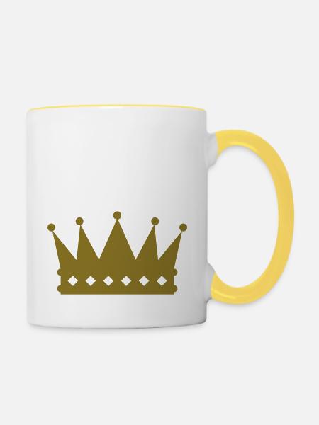 DE - Krone - Tasse zweifarbig - Weiß/Gelb