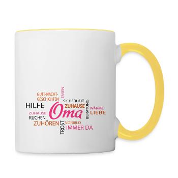 Oma - Tasse zweifarbig - Weiß/Gelb - Rechts