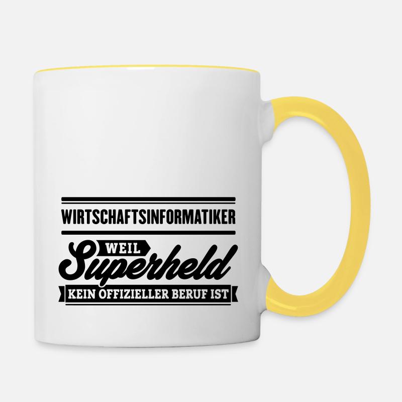 Superheld Wirtschaftsinformatiker - Tasse zweifarbig - Weiß/Gelb