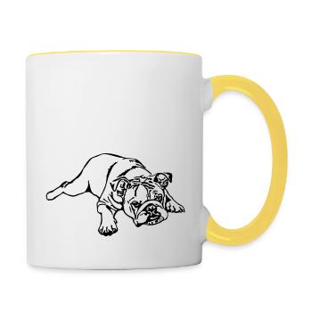 (176) Bulldog Anglais - Mug contrasté - blanc/jaune - Droite