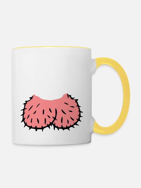 Peniskopf - Tasse zweifarbig - Weiß/Gelb